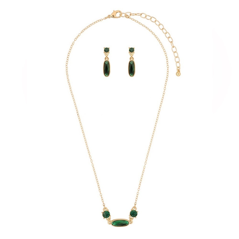 Nine West Gold and Green Earring Emerald Green Color - Picture 4 of 9